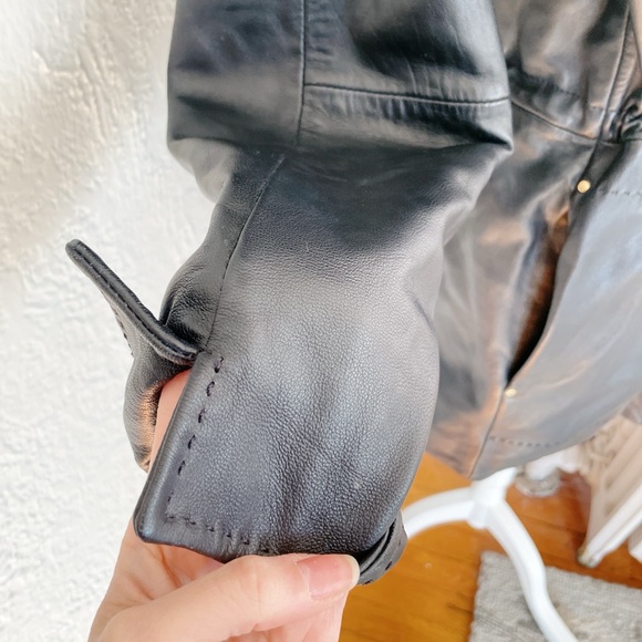 ✨ Ellen Tracy Genuine Leather Coat w/ Real Fox Fur Hood Women’s Large PRISTINE ✨ - Picture 7 of 13